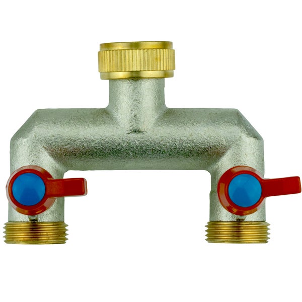 V-U2H(N). Verteiler 2-Wege mit Absperrhähnen 3/4IG - 2x3/4AG (vernikelt)