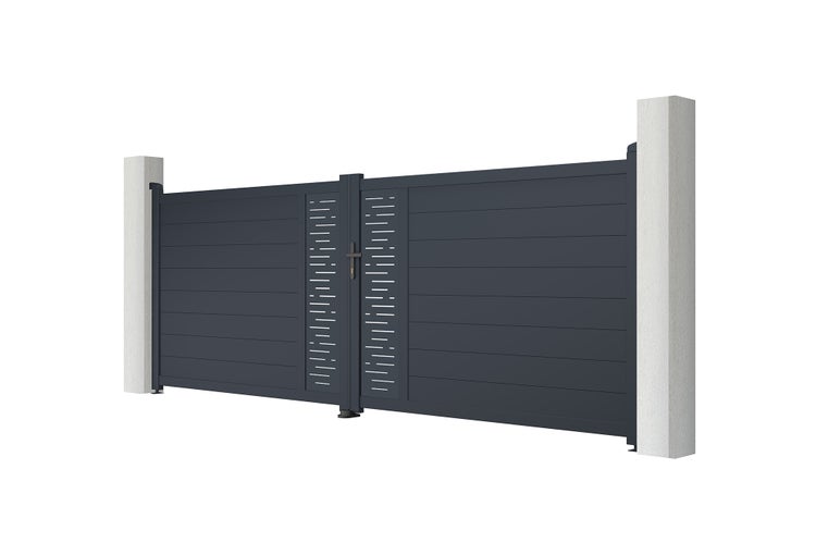 Doppelflügeltor aus Aluminium 4m ARLBERG 400B140 Grau