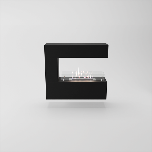 GLOW FIRE Ethanol Kamin 'Orkland Wall' | Ethanolofen in Schwarz mit 3 Std. Brenndauer und 3 KW Heizleistung | BxHxT: 100x90x30 cm