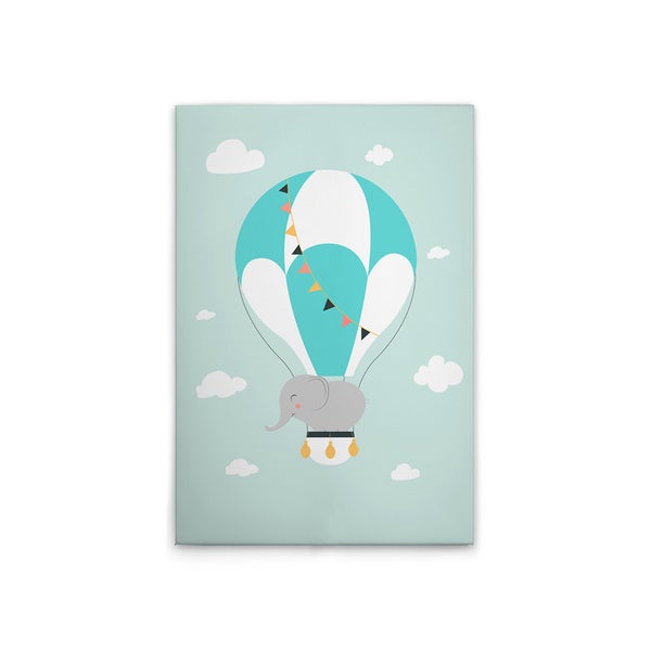 Leinwandbild mit Elefant in einem Heißluftballon-Design für Kinderzimmerdekoration