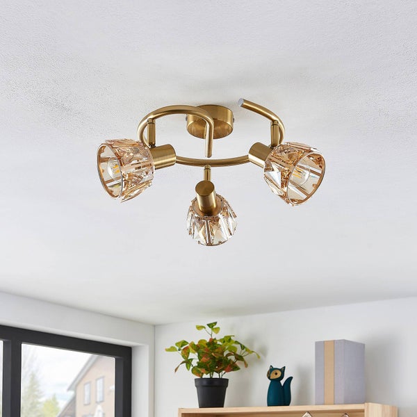 Lindby Deckenlampe Kosta (Modern) in Gold / Messing aus Metall (3 flammig, E14) - Deckenleuchte Lampe Wohnzimmerleuchte