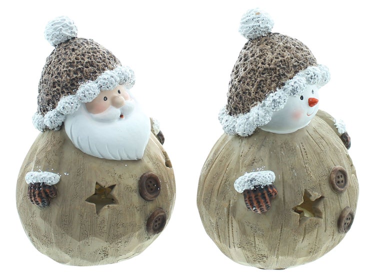 FRANK FLECHTWAREN | LED-Figur Winterfreunde, 2er Set, 8 x 8 x 12 cm, POLYRESIN, KUNSTSTOFF