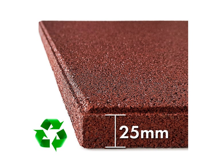 FLOORDIREKT Fallschutzmatte - Elastikmatte - Fallschutzplatte mit Drainage - Rot - 50 x 50 x 2,5 cm