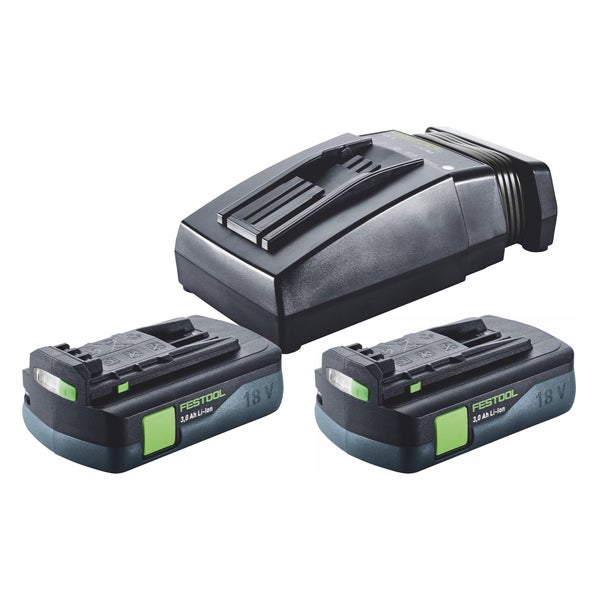 Festool Akku-Set mit Ladegerät und zwei 18 Volt 3,0 Ah Lithium-Ionen Akkus