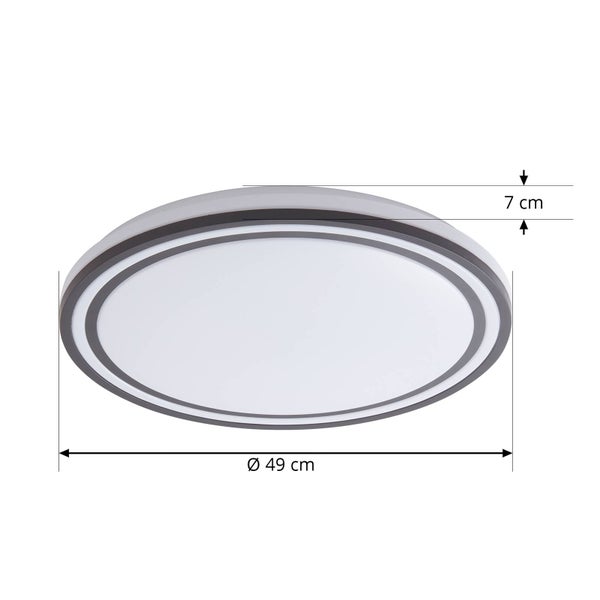 Runde Deckenleuchte mit Durchmesser 49 Zentimeter und Höhe 7 Zentimeter.