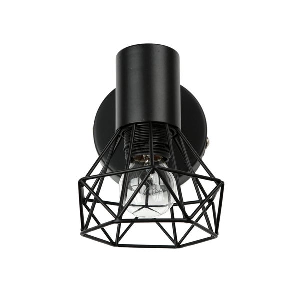 Schwarze Wandleuchte mit geometrischem Lampenschirm