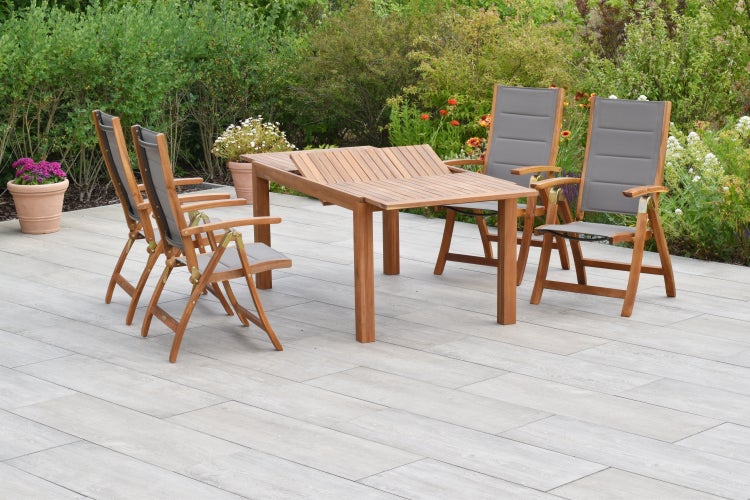 Acapulco Gartenmöbelset 5tlg., Klappsessel, Ausziehtisch 150 (200 ) x 90 cm