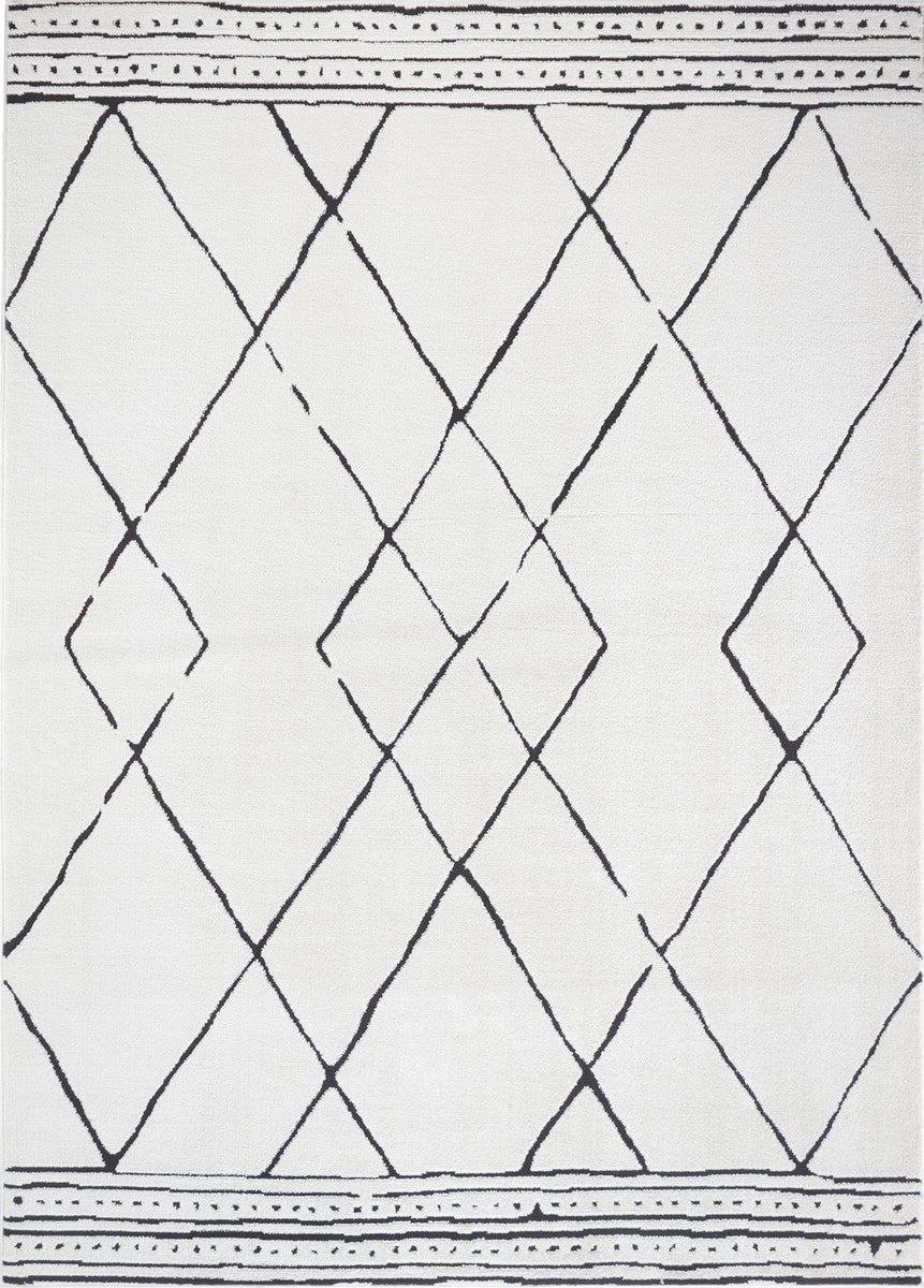 Etnhischer Berber Teppich - Elfenbein/Schwarz - 160x213cm - HANNAH