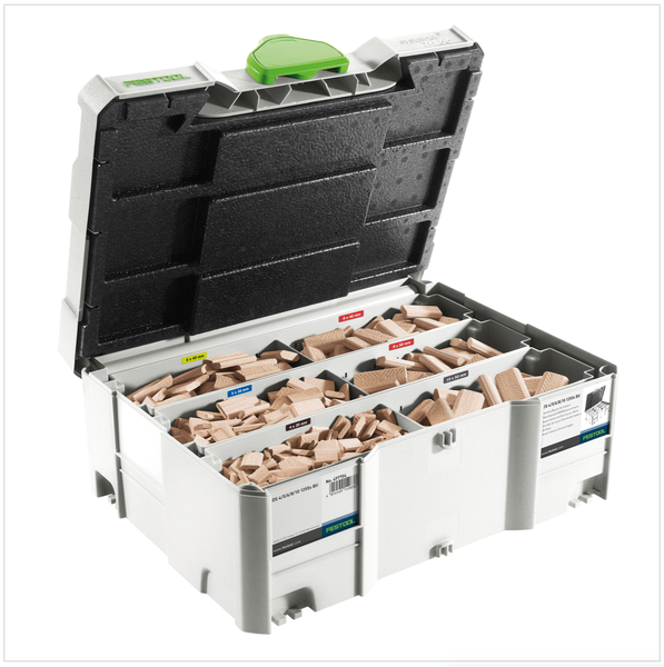 Festool Domino Buche Sortiment DS 4/5/6/8/10 1060x BU ( 498899 ) mit Domino Fräsern und Domino Dübeln im Systainer