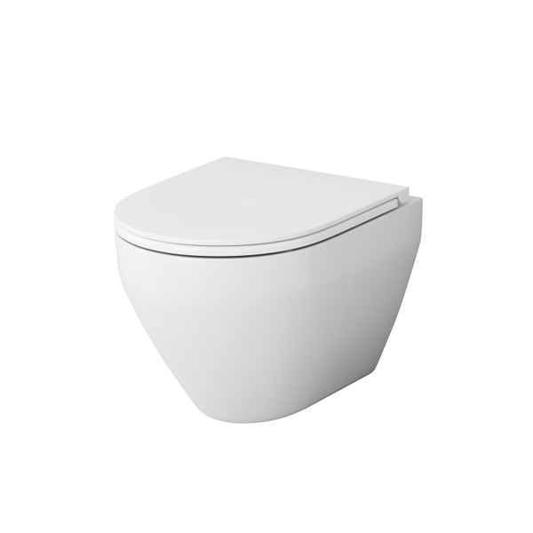 AM.PM Wand-WC  Tiefspüler ohne Spülrand weiß glänzend mit WC-Sitz CSB1700SC Spirit 2.0