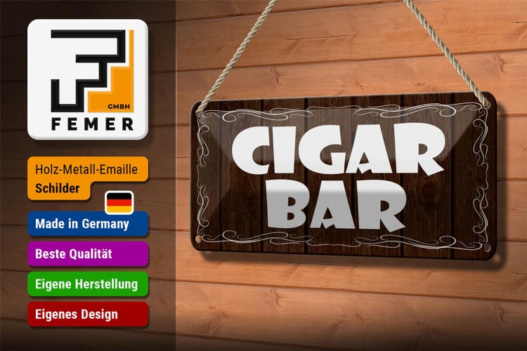 Blechschild Spruch 27x10cm Cigar Bar Zigarrenbar Dekoration