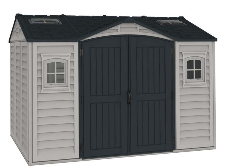 DURAMAX Kunststoff-Gerätehaus Gerätehaus aus Kunststoff in Grau, Geräteschrank mit 4 mm Wandstärke Gartenhaus