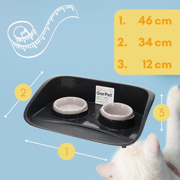 Hundenapf mit Unterlage Futternapf mit Spritzschutz Doppelnapf Hund Hundenapf Set mit Unterlage mit Rückwand Futterstation 2 Näpfe Napfunterlage erhöht Futterbar Katze