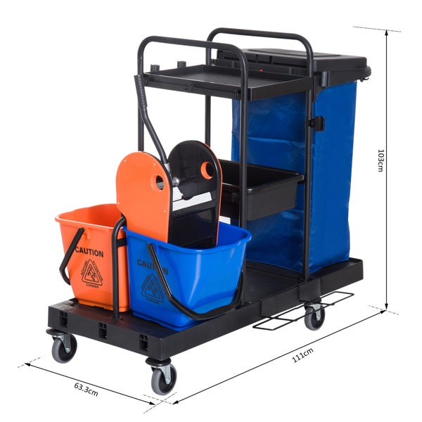 HOMCOM Putzwagen, 111 × 63,3 × 103 cm, PP, Schwarz+Blau