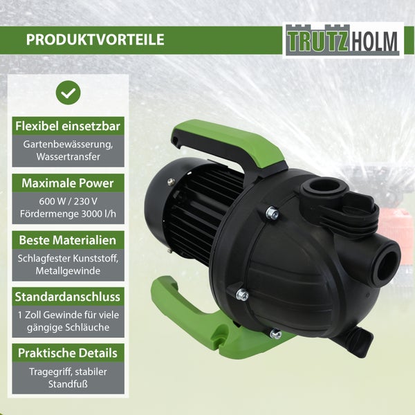 Gartenpumpe mit Tragegriff und stabilem Standfuß