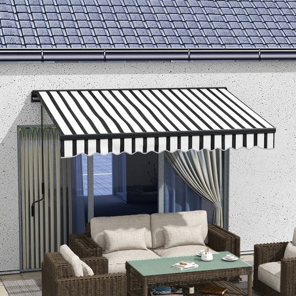 Outsunny Gelenkarmmarkise, elektrisch Balkonmarkise,  295 x 250 cm, Aluminium, Polyester, Grau+Weiß