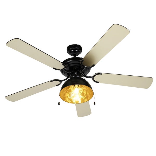 Deckenventilator mit vier Flügeln und integrierter Lampe inklusive Zugschalter für den Innenbereich