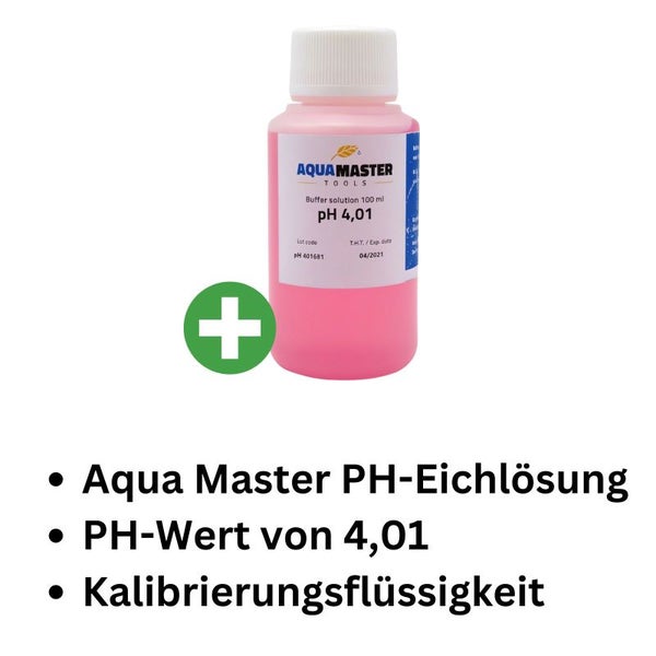 Aqua Master pH-Kalibrierlösung 4,01 – 100 ml, sofort einsatzbereit, kompatibel mit allen pH-Messgeräten, präzise Kalibrierung für zuverlässige Messergebnisse