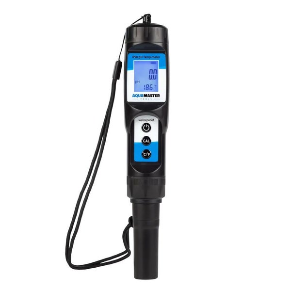 Aqua Master P50 pH-Messgerät mit Temperatur – Präzises, Vorkalibriertes Set für Aquarien & Wasserqualität, Einfacher Elektrodenwechsel & Komplettausstattung