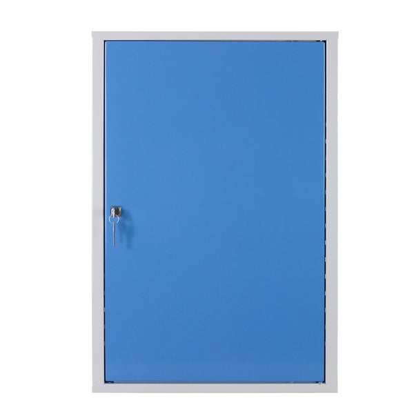 PROREGAL Werkzeugwandschrank mit Tür 1 Fachboden HxBxT 75 x 50 x 20 cm Lichtgrau Blau