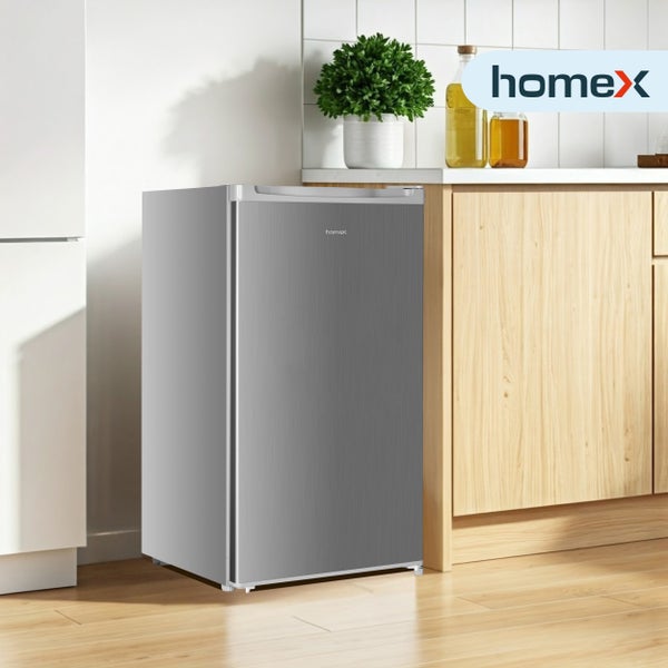 homeX Gefrierschrank Tiefkühlschrank klein 60L Nutzinhalt 4-Sterne Gefrieren Freezer kompakt freistehend silber