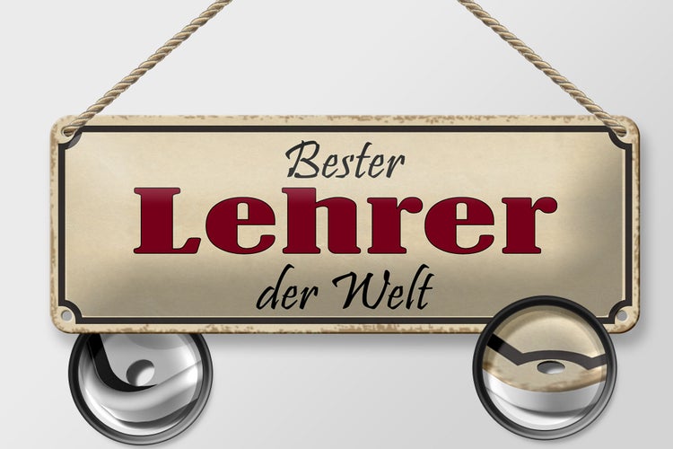 Blechschild Spruch 27x10cm bester Lehrer der Welt Arbeit Dekoration