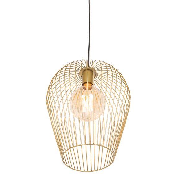 Pendelleuchte mit Metallkäfig und Leuchtmittel