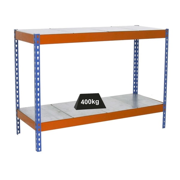 PROREGAL Schwerlastregal Mini Metal Yeti Two HxBxT 90 x 150 x 45 cm Fachlast 400 kg Blau-Orange