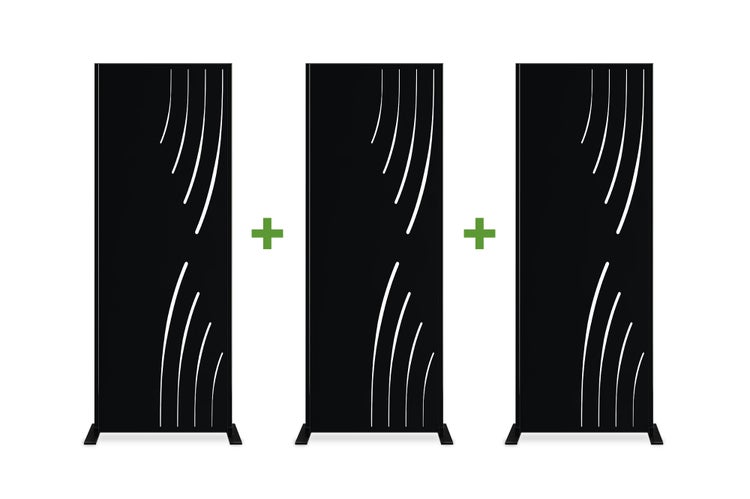 Set mit 3 dekorativen Paneelen VELETA Schwarz H.160cm, rechte Seite mit Mustern