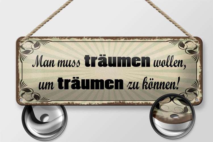 Blechschild Spruch 27x10cm muss träumen wollen um zu können Dekoration