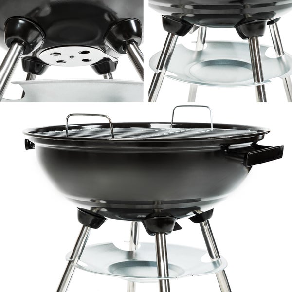 Kugelgrill tectake  Ø 41,5 cm mit 2 Rädern schwarz