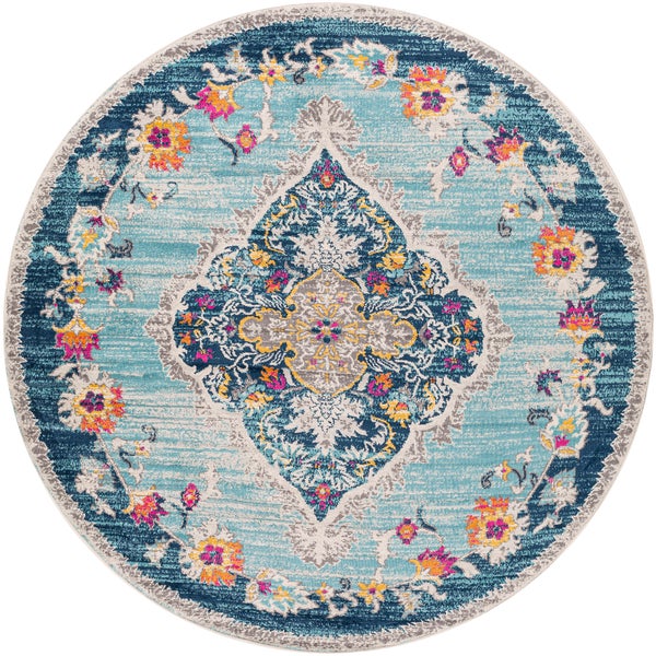 Runder Vintage-Orientalischer Teppich Mehrfarbig/Blau ∅ 160 cm ROMY