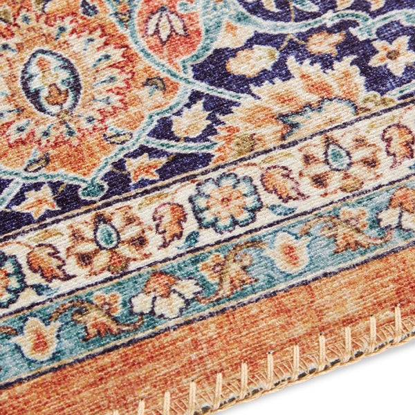 Kurzflor Teppich Keshan Maschad Goldgelb - 200x290x0,7cm