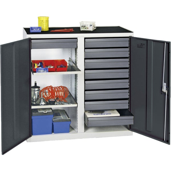Stumpf Werkzeug- und Materialschrank Serie 3000 lichtgrau / anthrazitgrau 9 Schubladen 100 mm + 2 Auszugsböden - 3002971