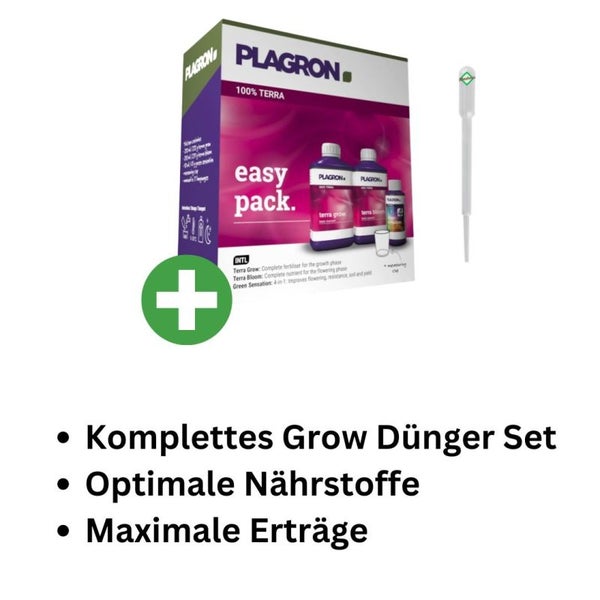 Plagron Easy Pack Terra – 3-teiliges Dünger-Set für kräftiges Wachstum & Blütenpracht | Für Indoor-Grow, Orchideen, Bonsai, Gemüse & mehr, inklusive Messbecher & Pipette