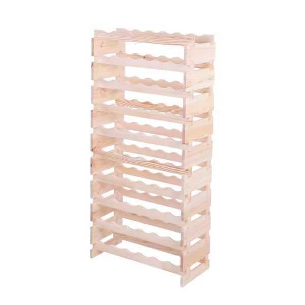 Weinregal VINOTECA FLEX PRO HxBxT 135x65x28cm 60 Flaschen auf 10 Ebenen Massives Kiefernholz Natur unbehandelt