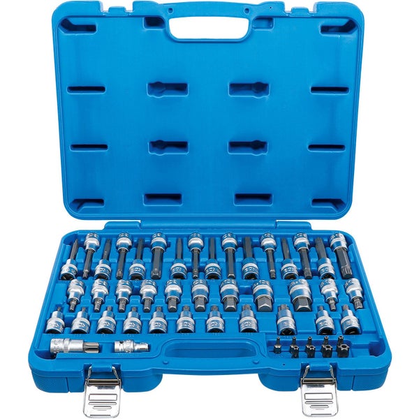 Steckschlüsseleinsatz Set in geöffnetem, blauem Werkzeugkoffer