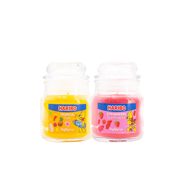 Haribo Kerzen 85gr Set 2 - 1x kleiner Tropical 1x kleiner Erdbeere
