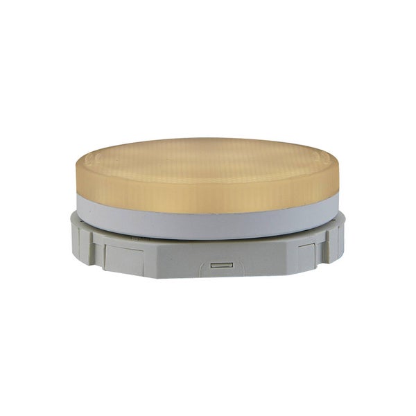 Rundes LED-Modul mit texturiertem Diffusor und grauem Kunststoffsockel für Leuchten.