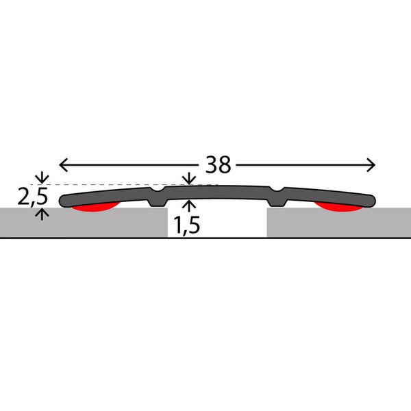 FLOORDIREKT Übergangsprofil - Übergang zwischen Bodenbelägen - Breite: 38 mm - Silber - Selbstklebend - 100 cm