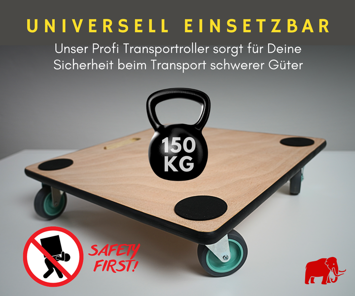 PROREGAL MegaDeal 8x Transportroller 4 Rollen HxBxT 11,5x50x50 cm Traglast 150kg Sperrholzplatte