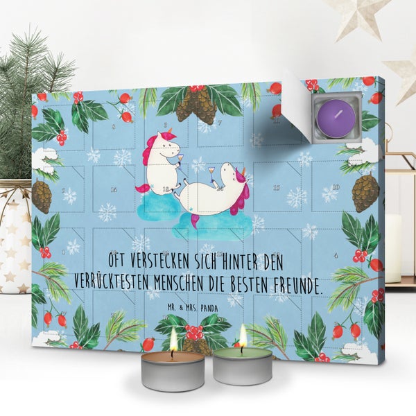 Mr. & Mrs. Panda Duftkerzen Adventskalender Einhorn Sekt - Blau Pastell