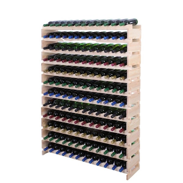 Weinregal VINOTECA FLEX PRO HxBxT 163x123x28cm 144 Flaschen auf 12 Ebenen Massives Kiefernholz Natur unbehandelt