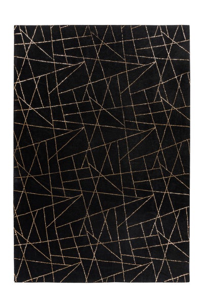 Kurzflor Teppich Majestique Schwarz / Gold Modern 160 x 230 cm