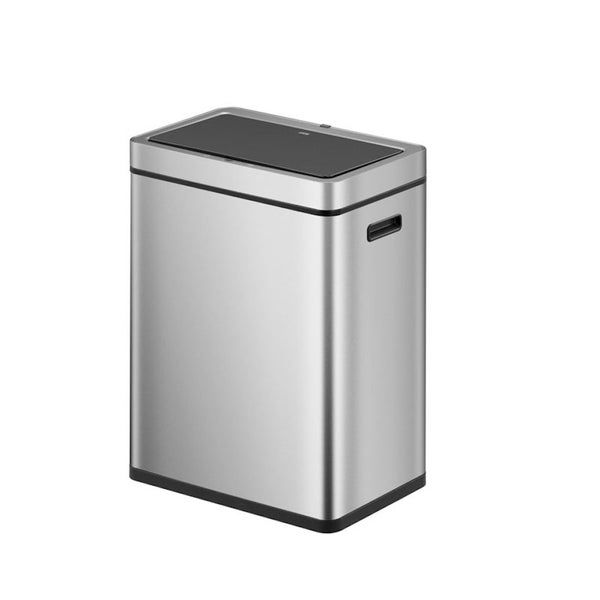 PROREGAL Stylischer Sensor Mülleimer Aus Gebürstetem Edelstahl 30 & 30 Liter HxBxT 65,2 x 48,6 x 30,8 cm Silber
