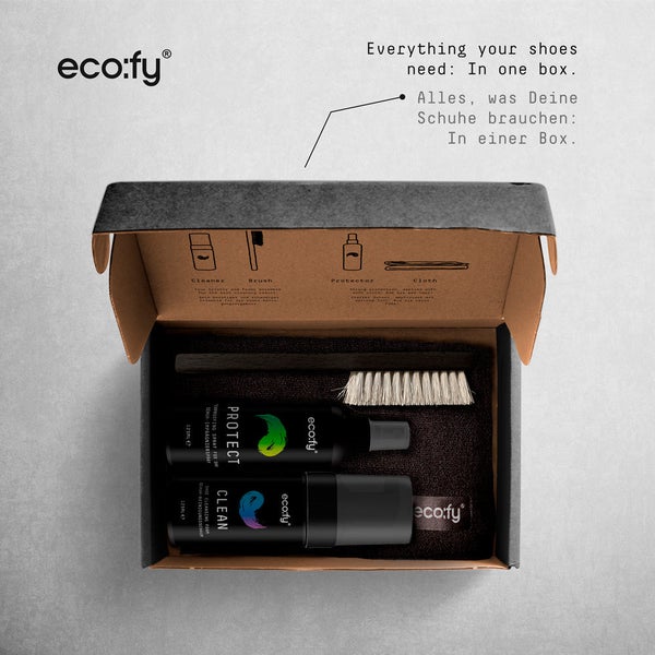 eco:fy Schuh-Pflegeset • Reinigungsset mit Imprägniermittel