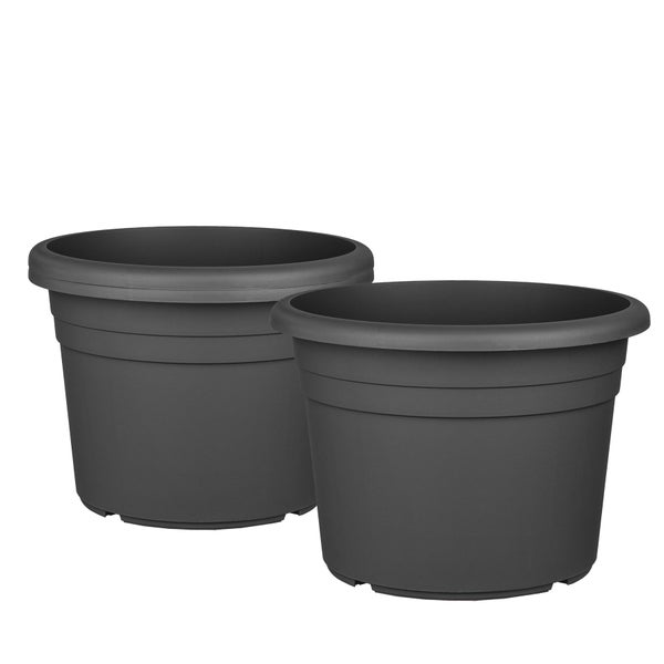 3x Blumentopf Ø 40 cm Farbe Anthrazit Kunststoff Pflanztopf Containertopf Übertopf Pflanzkübel rund 40 x 28 cm