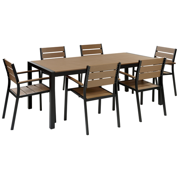 Gartenmöbel Set 6-Sitzer VERNIO Braun / Schwarz