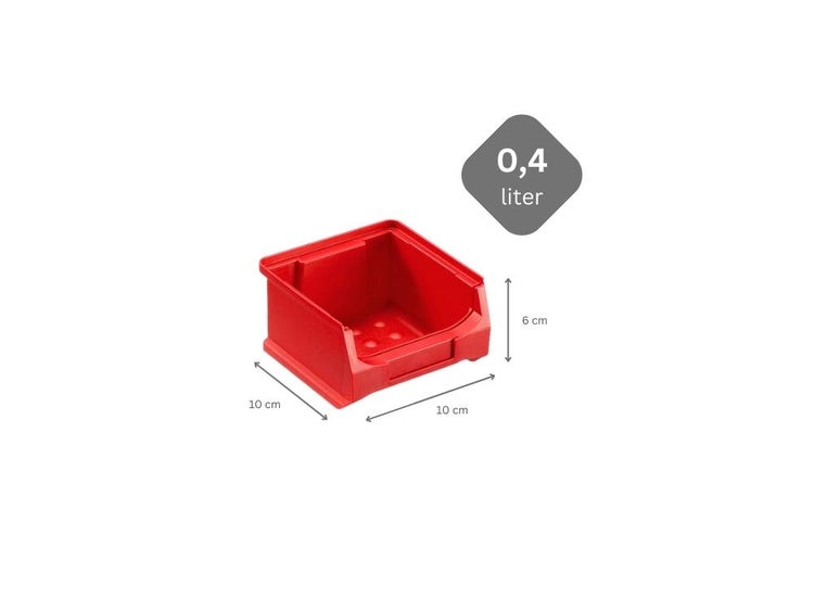 PROREGAL Rote Sichtlagerbox 1.0 HxBxT 6 x 10 x 10 cm 0,4 Liter Sichtlagerbehälter Sichtlagerkasten Sichtlagerkastensortiment Sortierbehälter