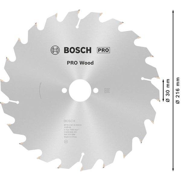 Bosch Pro Wood Kreissägeblatt, Durchmesser 216 Millimeter